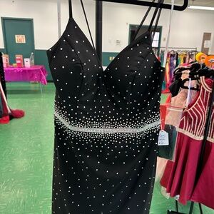 Dancing Queen Black Mini Dress with Silver Accents